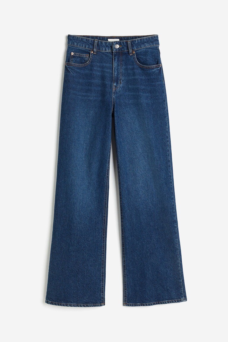 

Широкие высокие джинсы H&M, темно-синий
