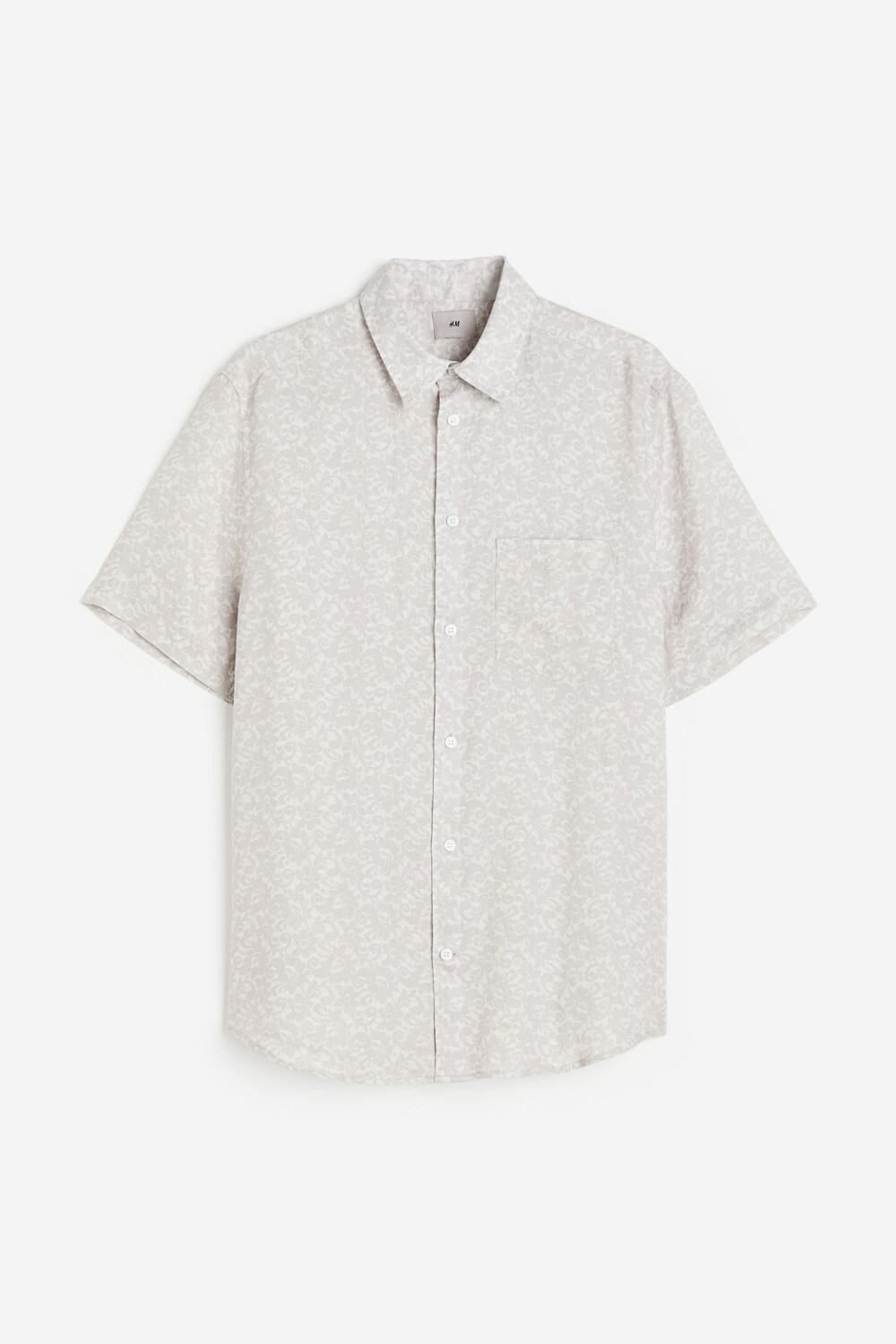 

Рубашка H&M Regular Fit Short-sleeved Linen Shirt, серый