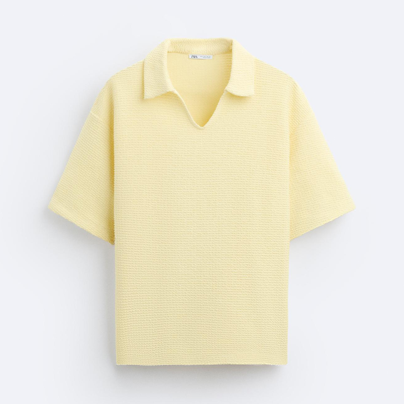 футболка zara textured светло зеленый Поло Zara Textured, светло-желтый