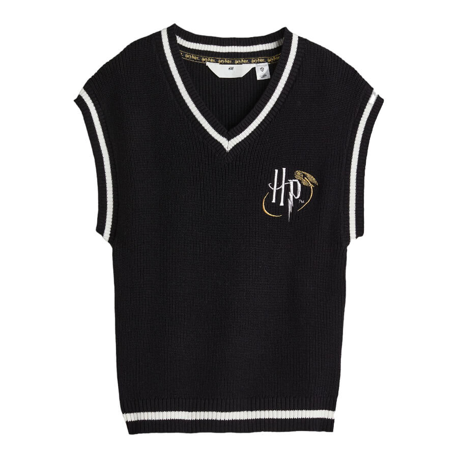 

Жилет H&M Harry Potter Embroidered, черный/белый