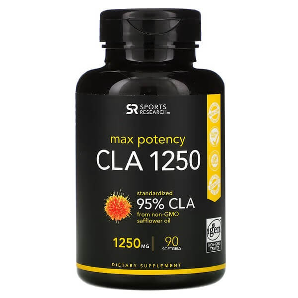 Конъюгированная линолевая кислота 1250CLA Sports Research 1250 мг, 90 таблеток gat cla 1250 конъюгированная линолевая кислота 90 мягких желатиновых капсул с жидкостью