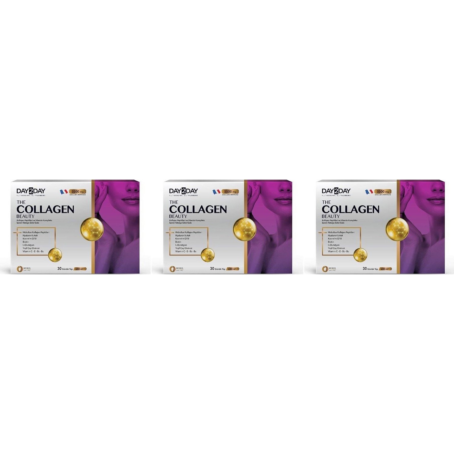 Коллаген Orzax Day 2 Day Beauty Intense, 3 упаковки по 30 пакетиков atlecs collagen beauty 500 ml пунш тропический