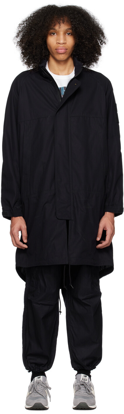 

Темно-синее пальто с нашивками Comme des Garçons Homme, Синий