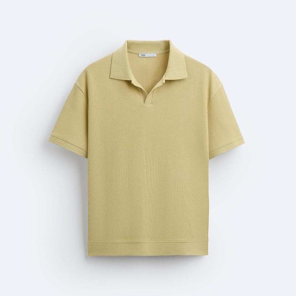футболка zara textured светло серый Футболка поло Zara Textured, светло-желтый