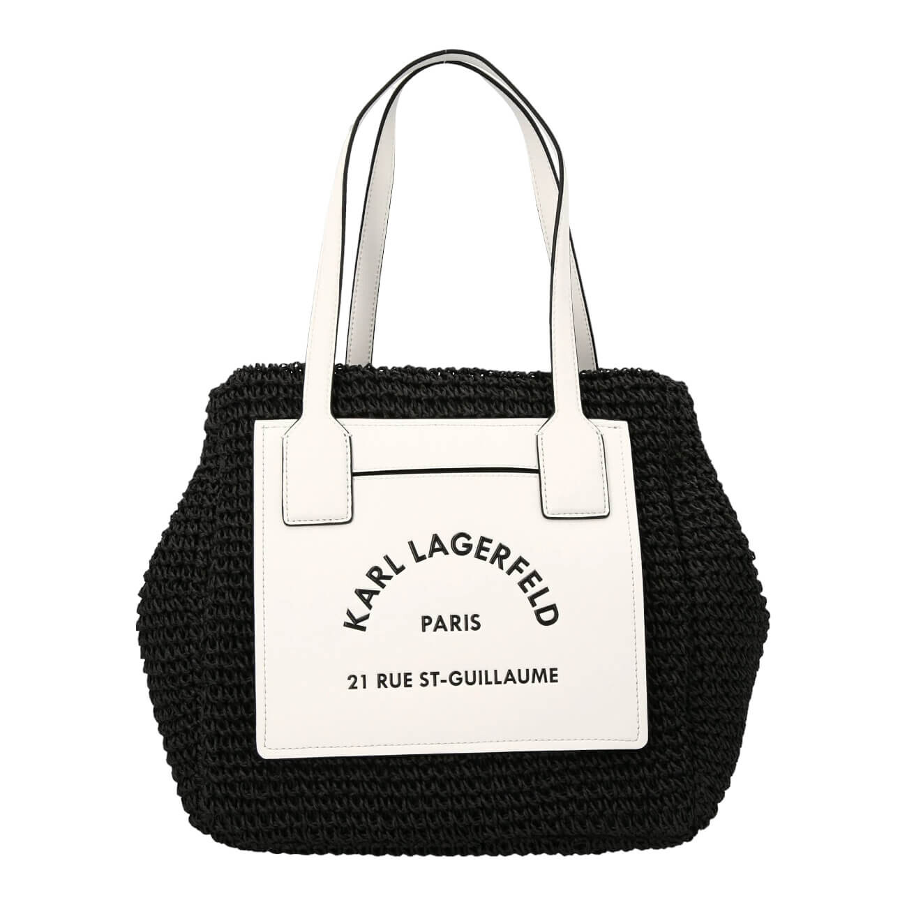 

Сумка-шоппер Karl Lagerfeld Rue St-Guillaume Raffia, черный/белый