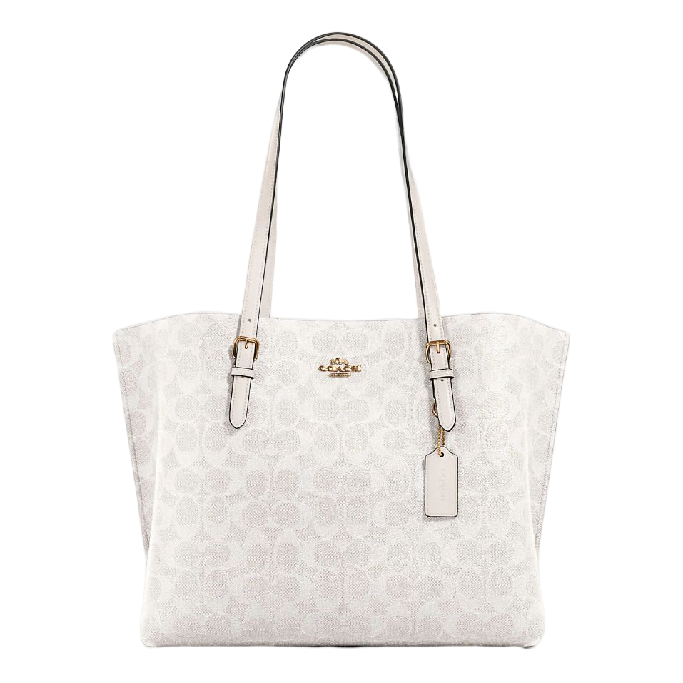 Сумка Coach Outlet Mollie Tote In Signature Canvas, золотой/белый - фото