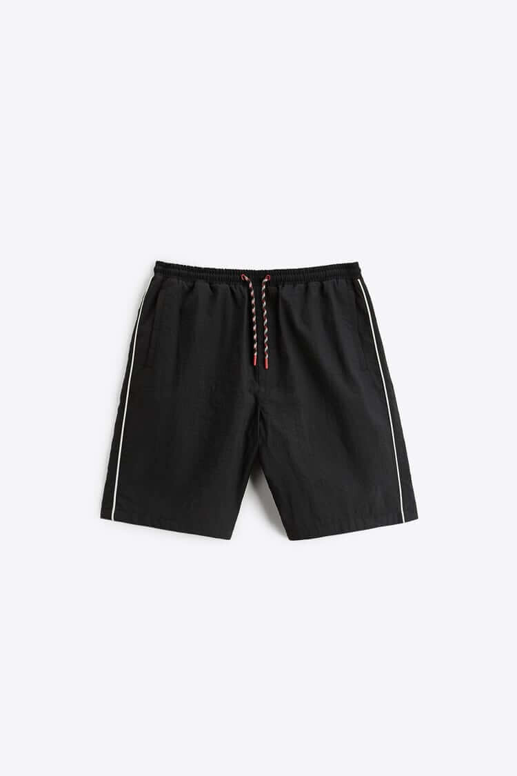 

Шорты Zara Contrast Technical Bermuda, чёрный