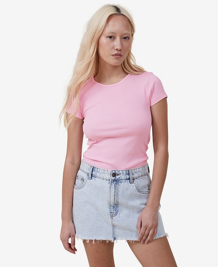 

Женская футболка с коротким рукавом The One Rib Crew COTTON ON, розовый