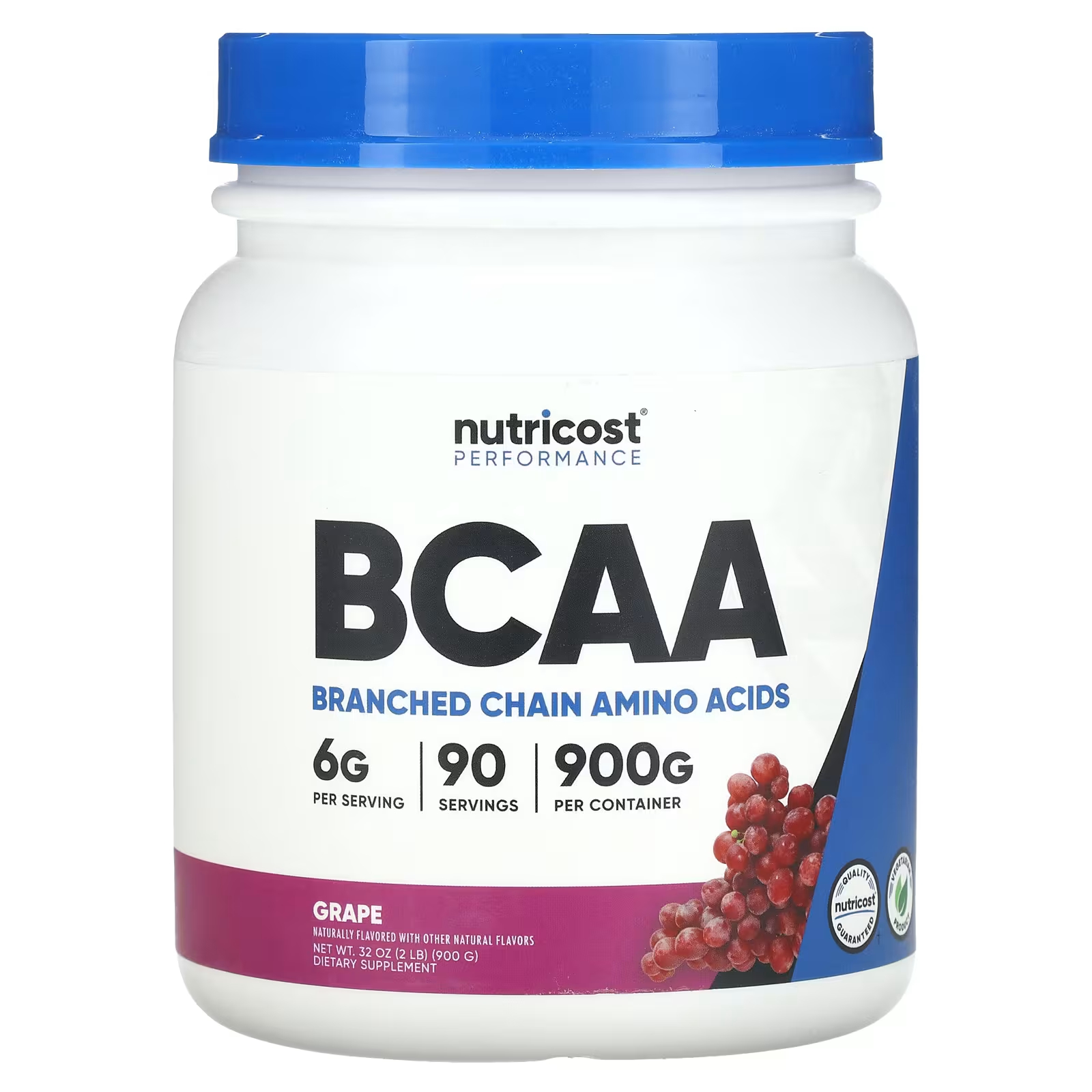 Пищевая добавка Nutricost Performance BCAA со вкусом винограда, 900 г комплекс со вкусом винограда fit rx bcaa nrg 300 г
