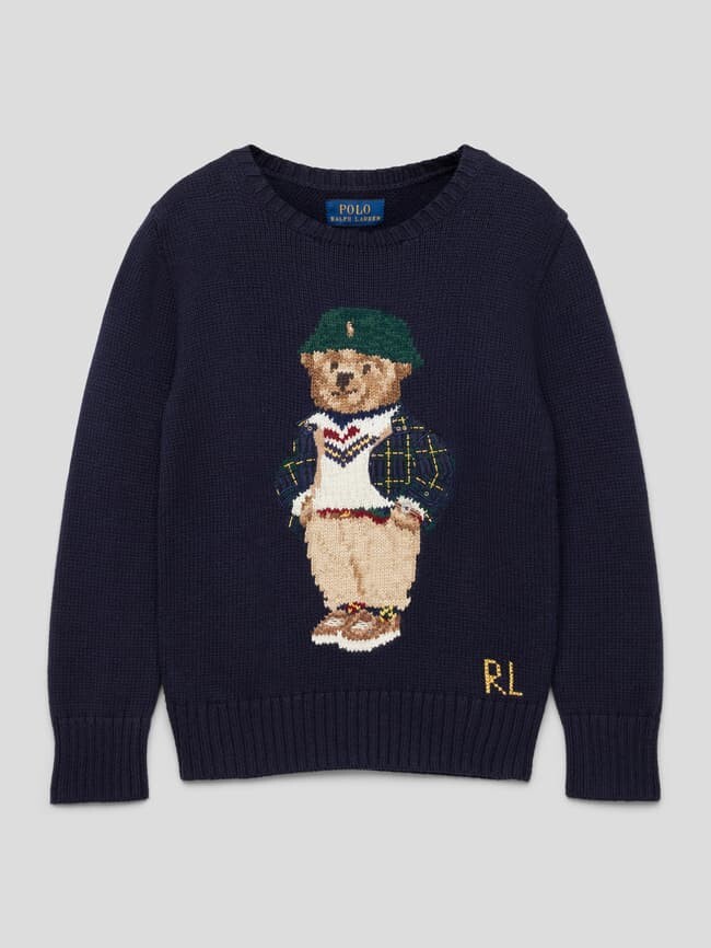 

Вязаный свитер с пришивкой этикеток Polo Ralph Lauren, темно-синий