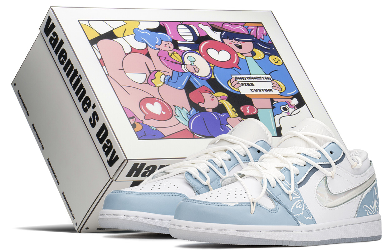 

Кроссовки Air Jordan 1 Vintage Basketball Shoes Women's Low-top White/blue, синий/белый