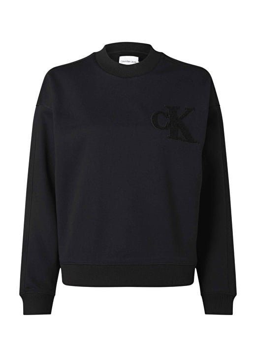 

Однотонная черная женская толстовка с круглым вырезом Calvin Klein Jeans, Черный