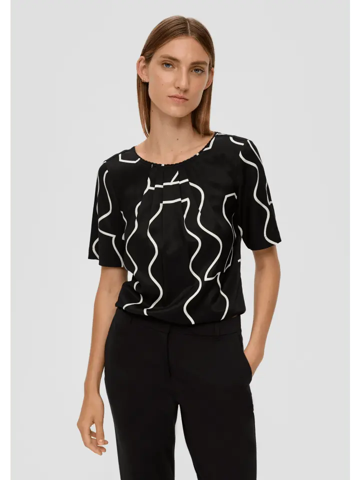 

Блуза sOliver BLACK LABEL kurzarm, черный