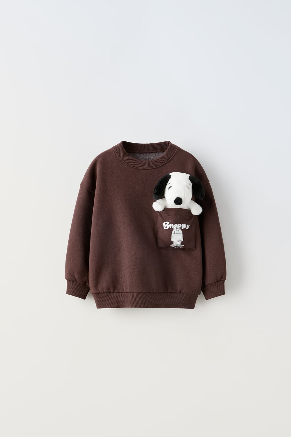 

Свитшот snoopy peanuts с мягким карманом для игрушек ZARA, коричневый
