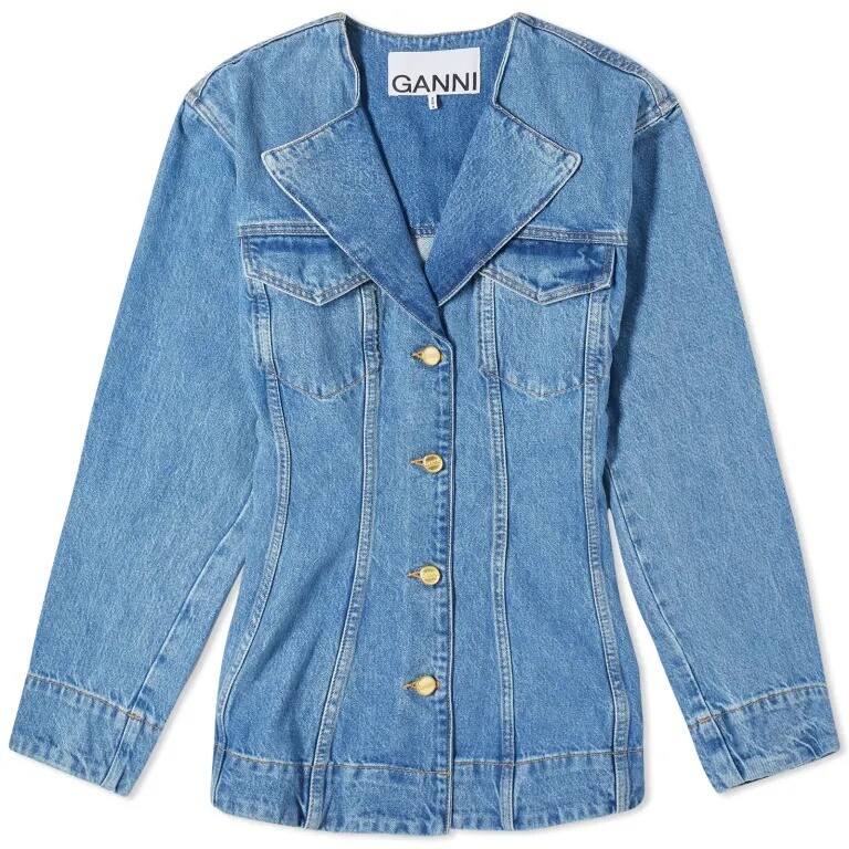 

Блейзер Ganni Cutline Denim Fitted, синий