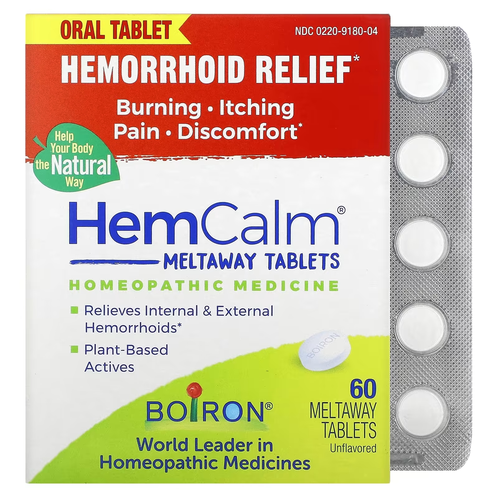 Средство от Геморроя Boiron HemCalm без добавок, 60 таблеток boiron acidil нарушение пищеварения без добавок 60 таблеток meltaway