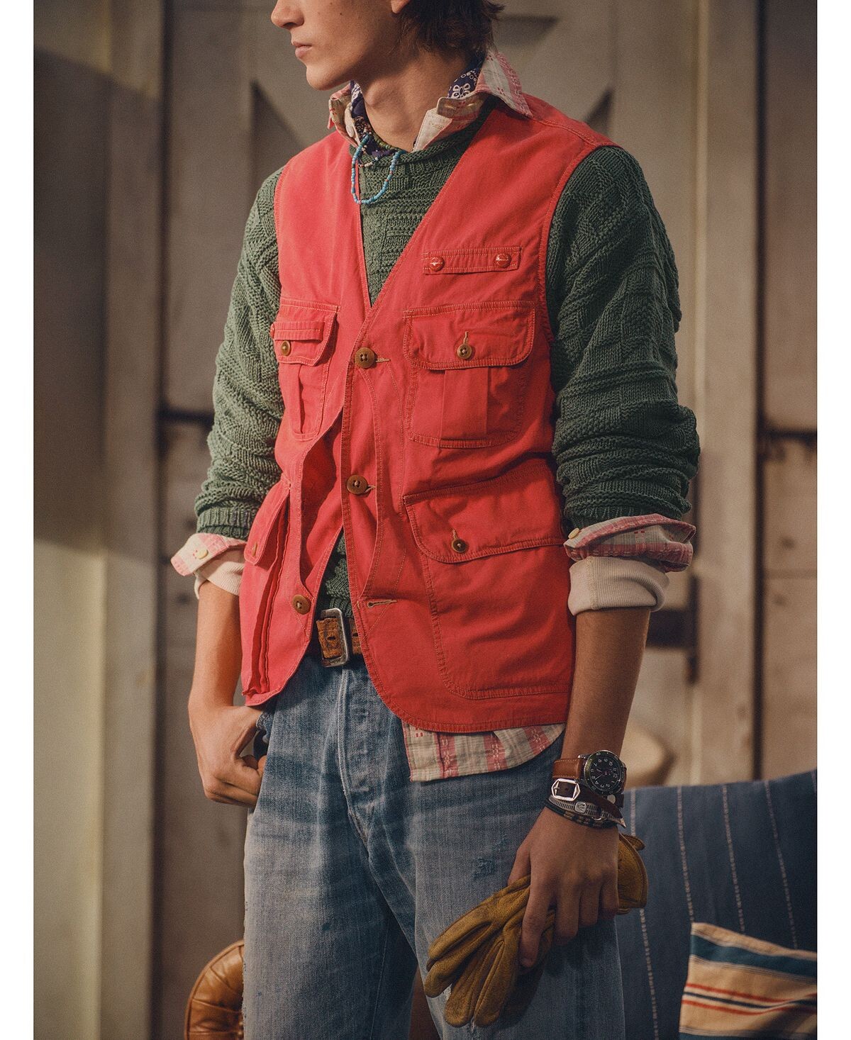 

Мужской парусиновый рыболовный жилет Polo Ralph Lauren, мульти