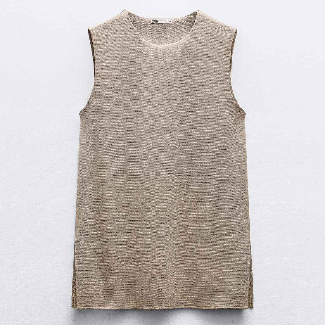 Топ Zara Sleeveless Soft, бежевый