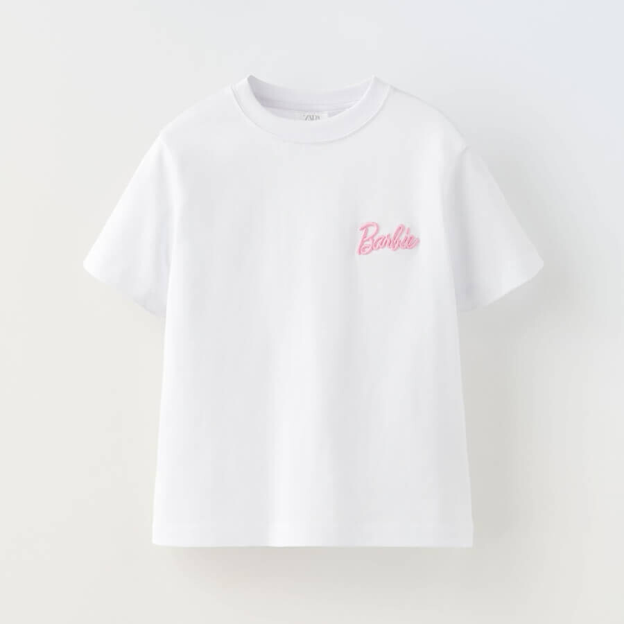 

Футболка для девочки Zara Barbie Mattel Embroidered, белый
