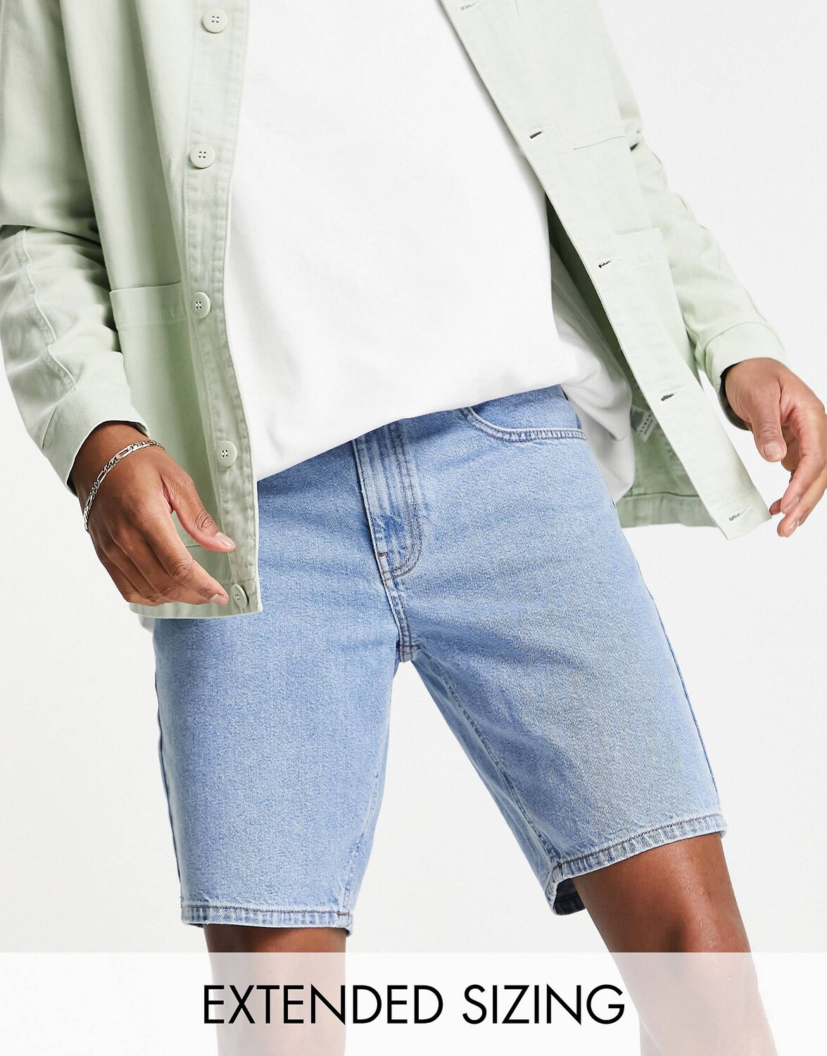 

Светло-синие шорты из жесткого денима ASOS DESIGN