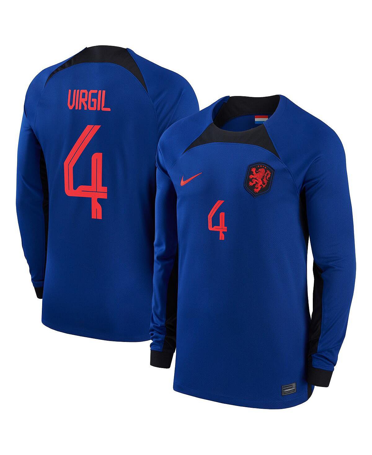 цена Футболка Nike Men's Virgil Van Dijk Blue Netherlands National Team 2022/23 Away Breathe Stadium, синий/красный