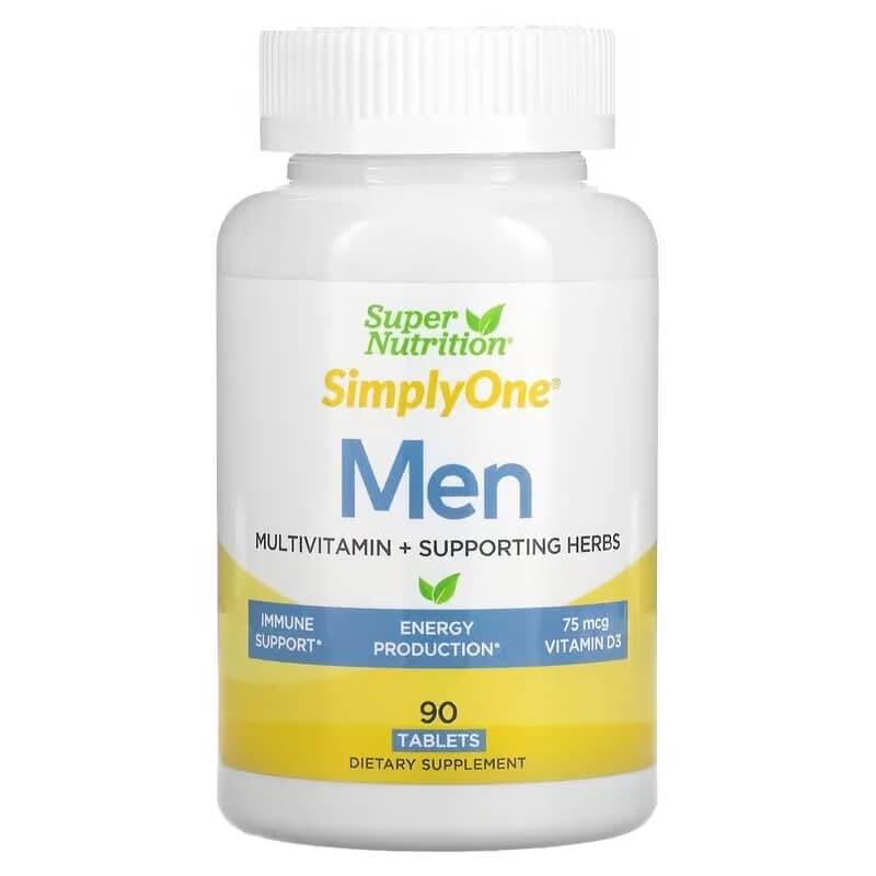 

Мультивитамины и поддерживающие травы для мужчин Super Nutrition, SimplyOne, 90 таблеток