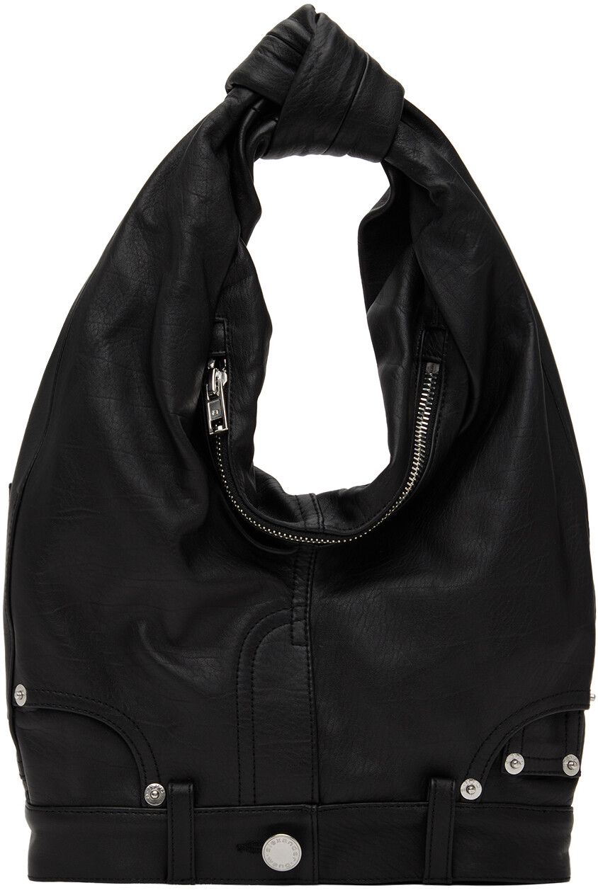 

Черная кожаная большая сумка с короткими ручками Mini Moto Alexander Wang