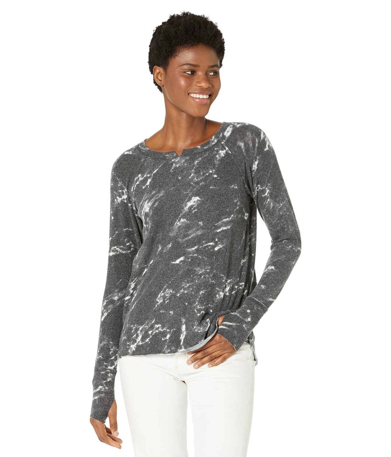 

Худи Michael Stars, Marble Print Madison Treasure Notch Neck High-Low Sweatshirt, Серый, Худи Michael Stars, Marble Print Madison Treasure Notch Neck High-Low Sweatshirt