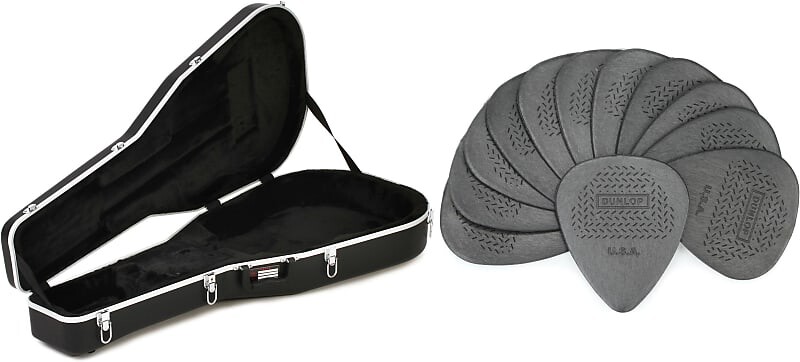 

Формованный кейс Gator Deluxe ABS - комплект акустической гитары Dreadnought с медиаторами Dunlop 449P073 Nylon Max-Grip Standard .73mm 12-pack Dunlop + Gator 449P073=1 GC-Dread=1