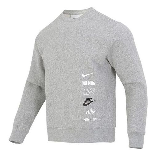 Худи Nike Club Fleece+ Brushed-Back Crew DX0782-063, серый lacoste loose fit brushed fleece
