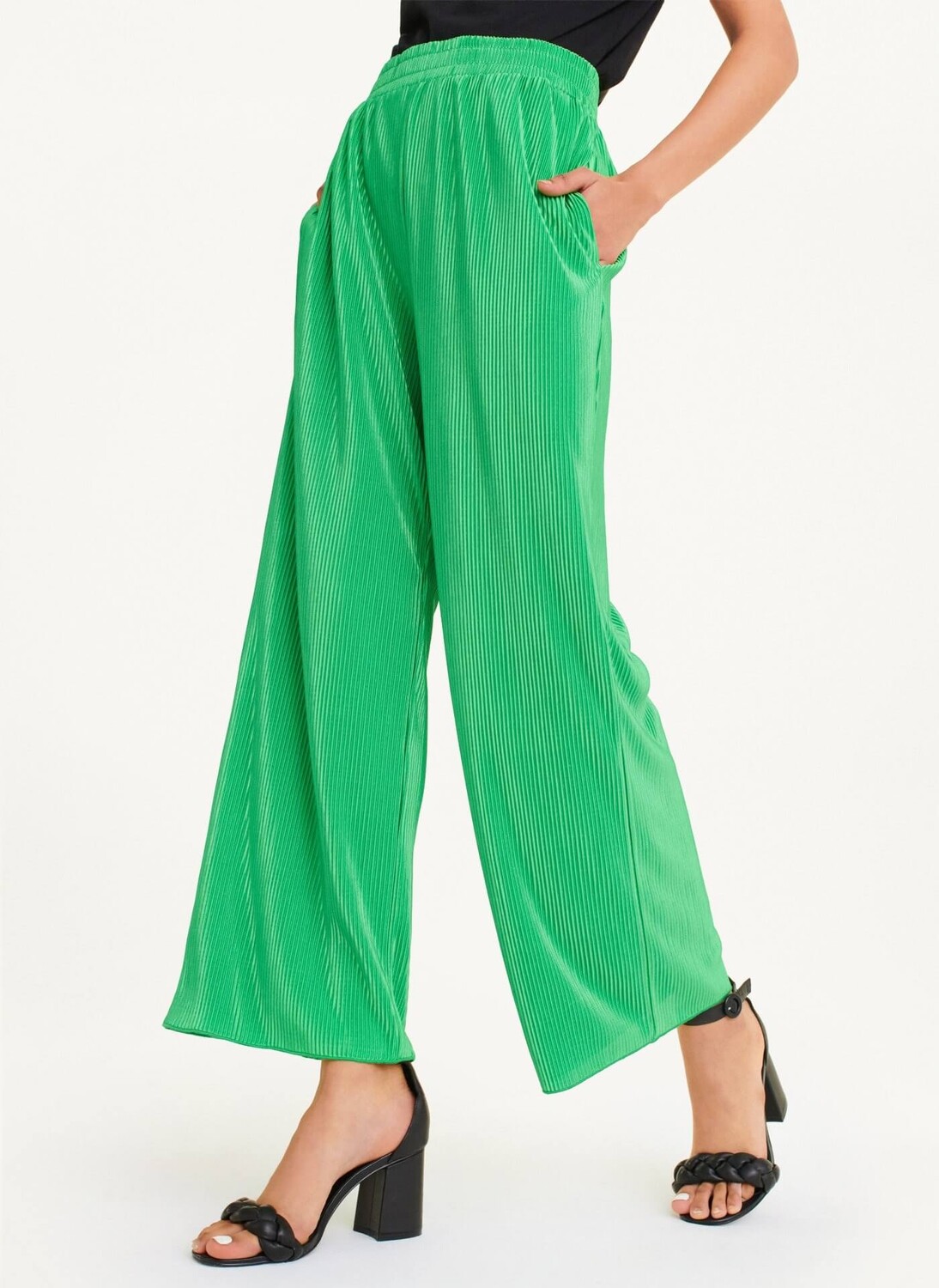 

Брюки DKNY High Waisted Pleated Flare, зеленый