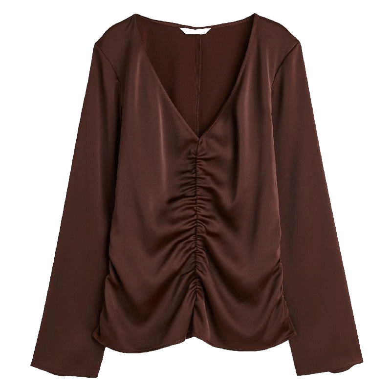 Блузка H&M Gathered, темно-коричневый
