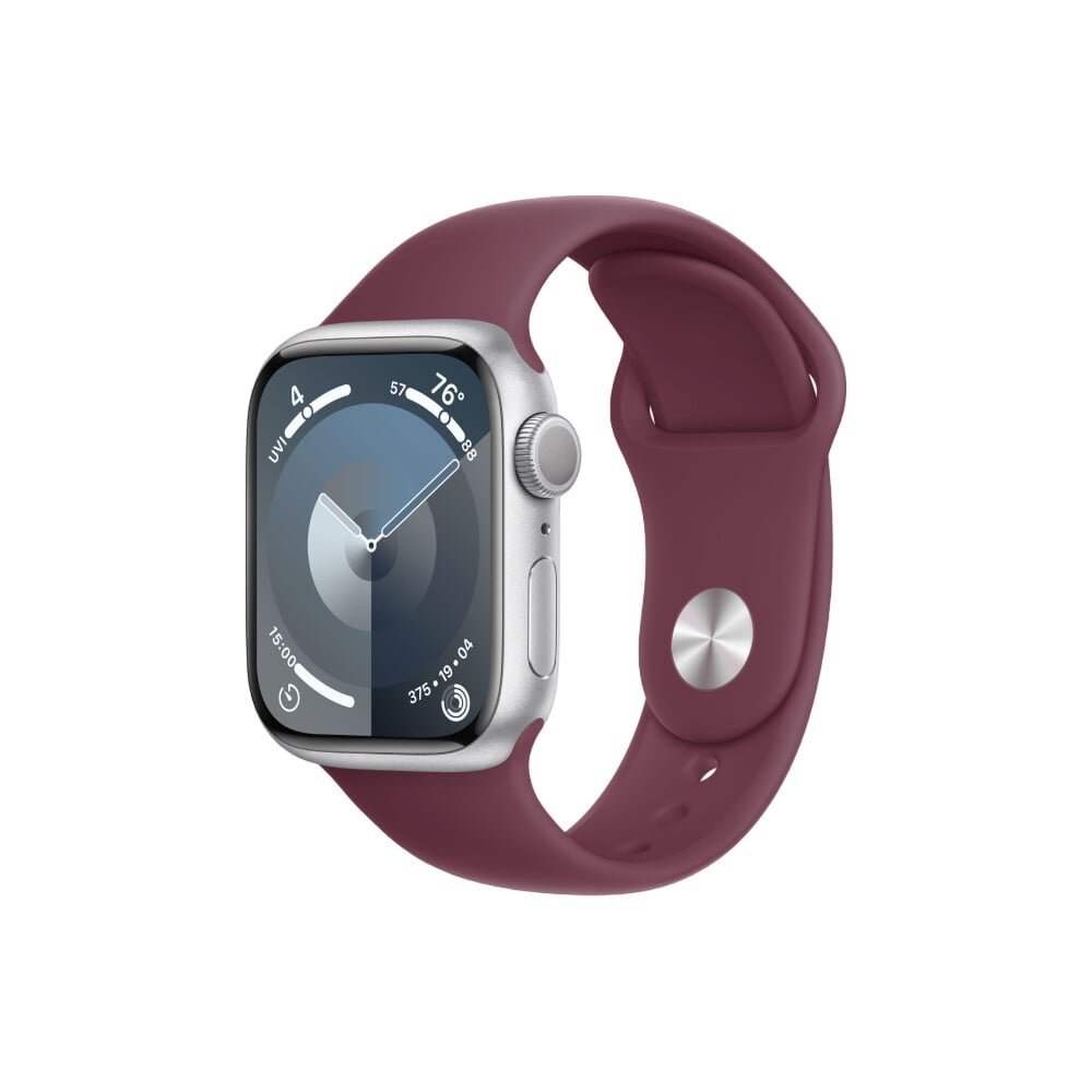 

Умные часы Apple Watch Series 9 (GPS), 41мм, Silver Aluminum Case/Mulberry Sport Band - S/M, Серебристый