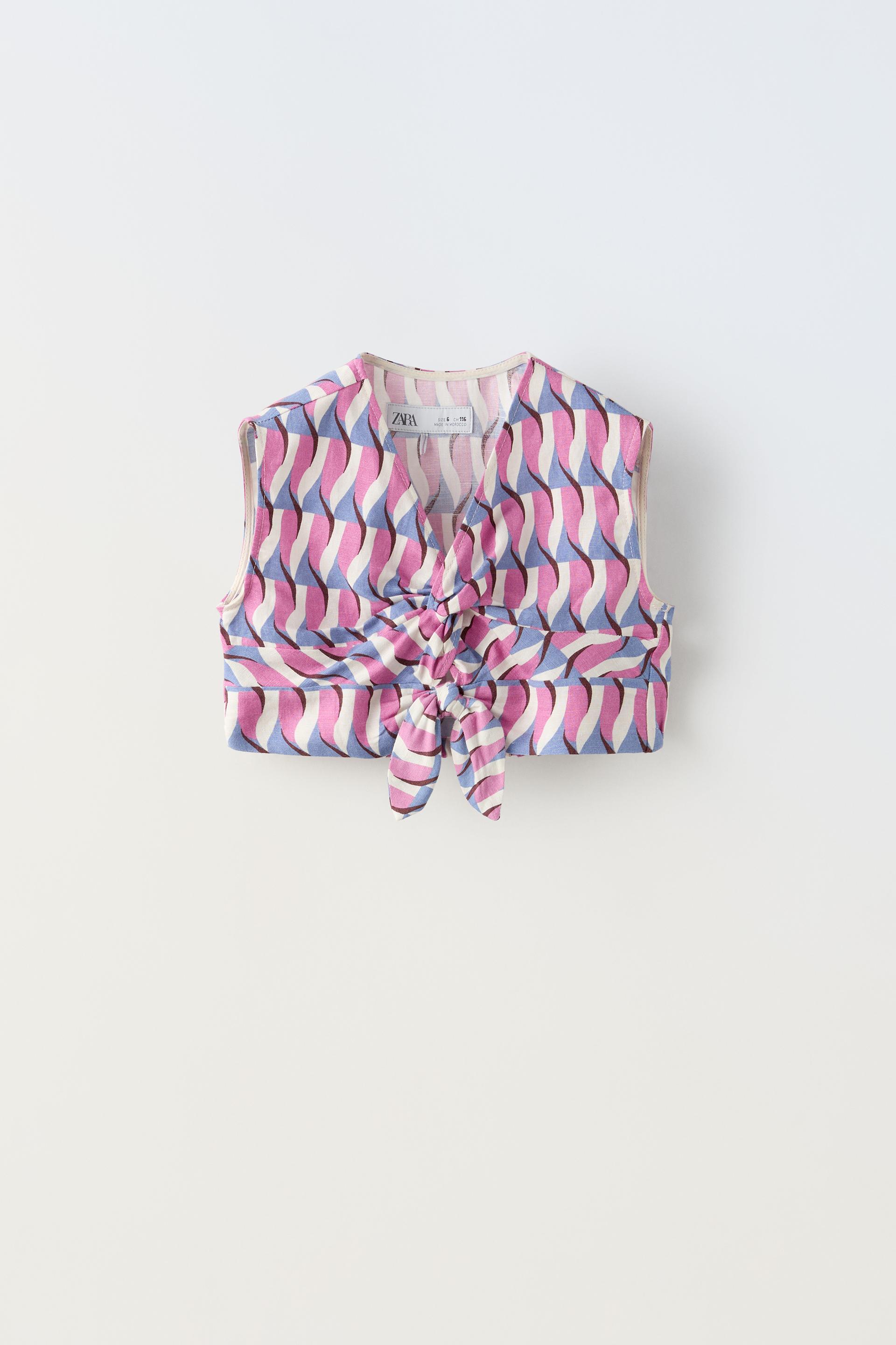 Топ Zara Tied Geometric, розовый куртка zara geometric jacquard мультиколор