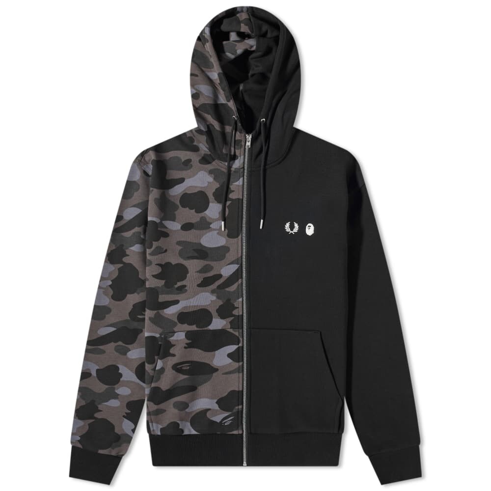 

Толстовка Fred Perry x BAPE Split Camo Zip Through Hoody, Черный
