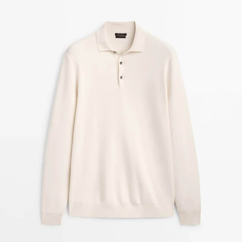 

Свитер Massimo Dutti Comfort Polo Collar Knit, бежевый