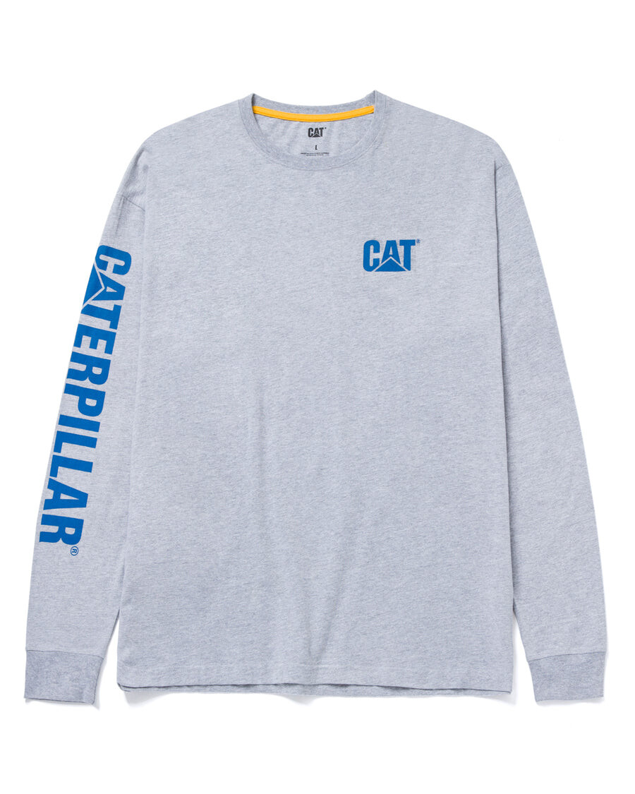 

Мужская футболка с длинным рукавом с логотипом CAT, серый