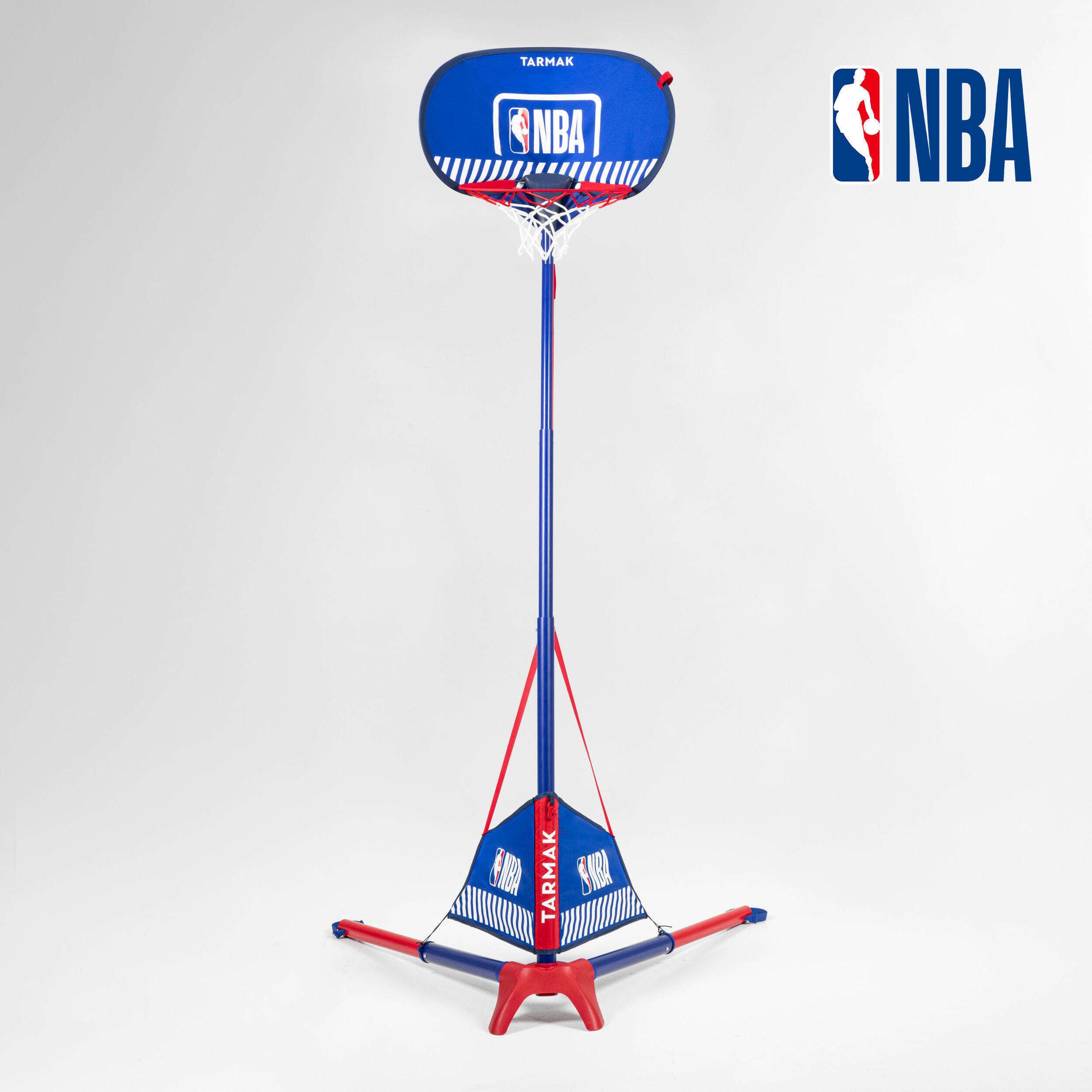 Система баскетбольных ворот с регулируемой базой от 1 м до 1,80 м Hoop 500 Easy NBA TARMAK, синий белый красный