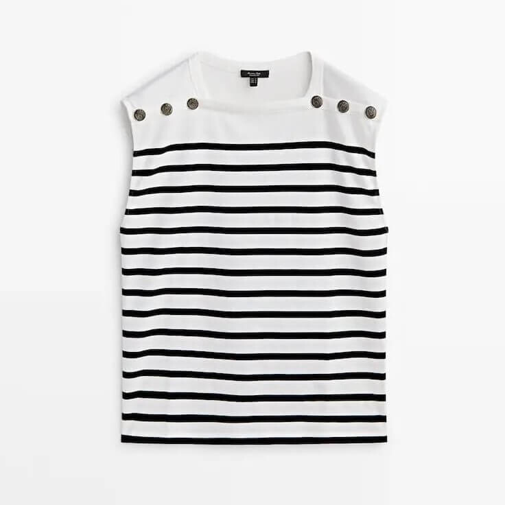 

Футболка Massimo Dutti Cotton Striped Sleeveless, белый