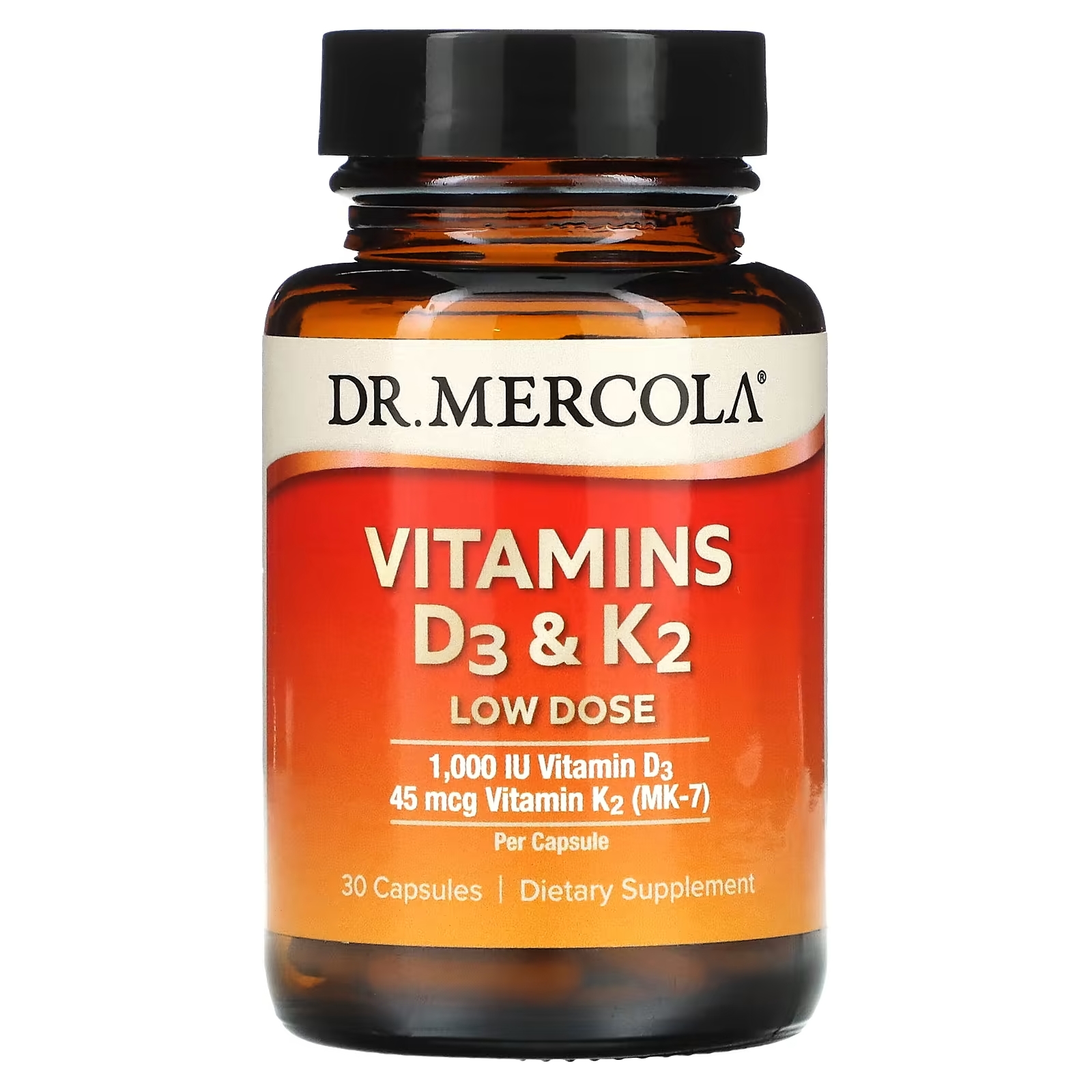 Dr. Mercola Vitamins D3 & K2 Low Dose, 30 капсул dr mercola витамины d3 и k2 в низкой дозе 30 капсул