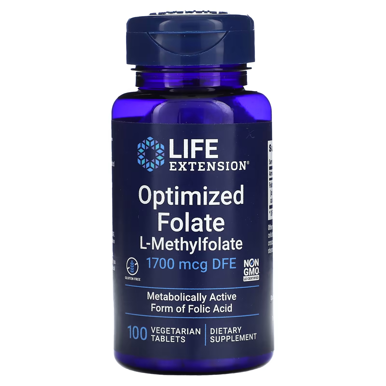 Оптимизированный Фолат Life Extension, 100 таблеток life extension оптимизированный фолат 1700 мкг dfe 100 вегетарианских таблеток