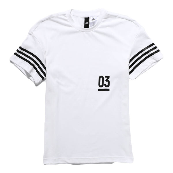 

Футболка Adidas Cuff Stripe Sport Short Sleeve Male White, Белый