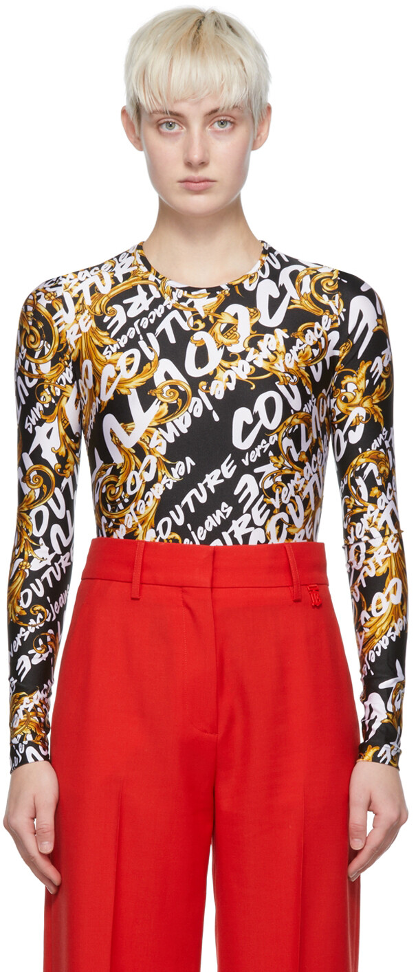 

Черный нейлоновый боди Versace Jeans Couture