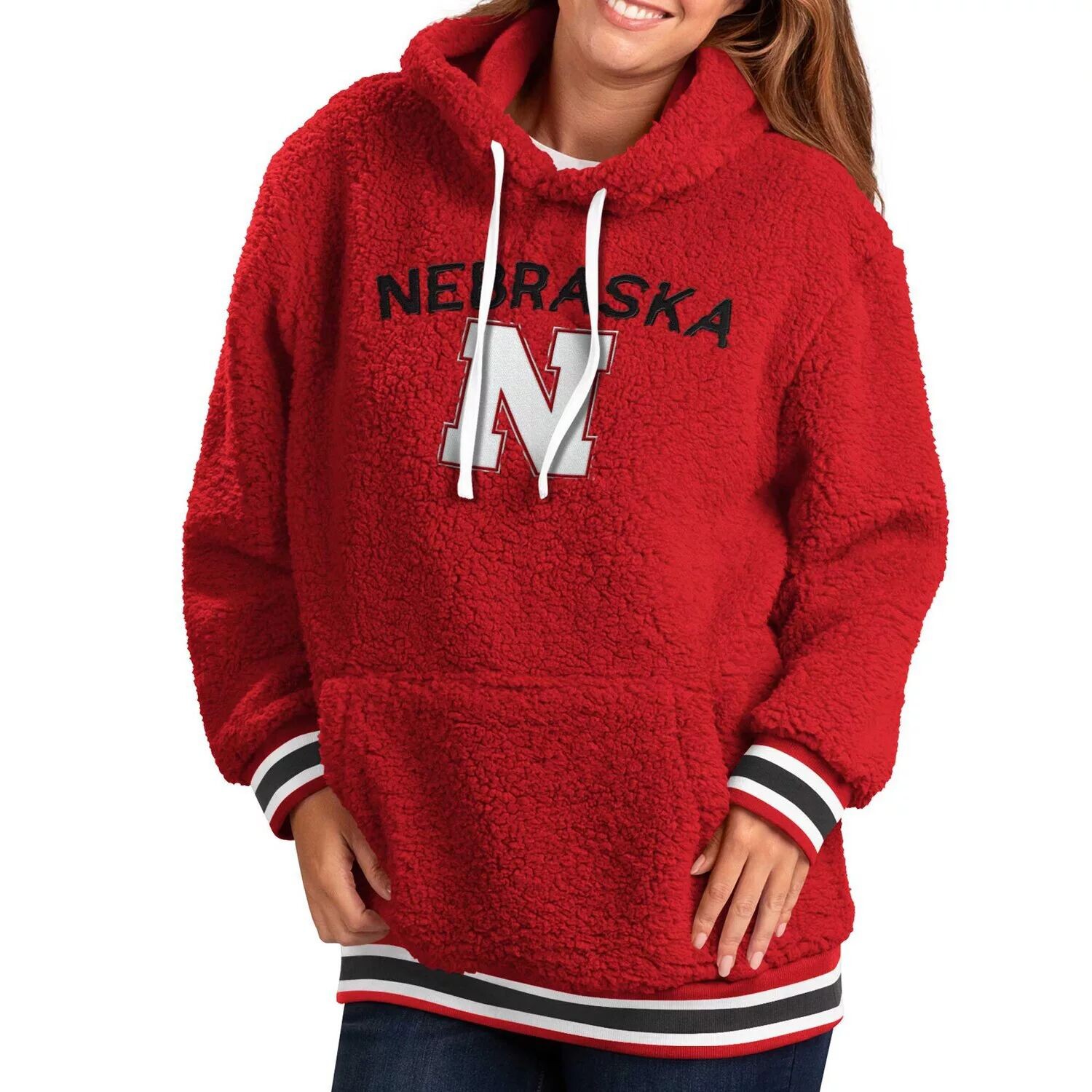 

Женский пуловер с капюшоном G-III 4Her от Carl Banks Scarlet Nebraska Huskers Game Over Sherpa G-III