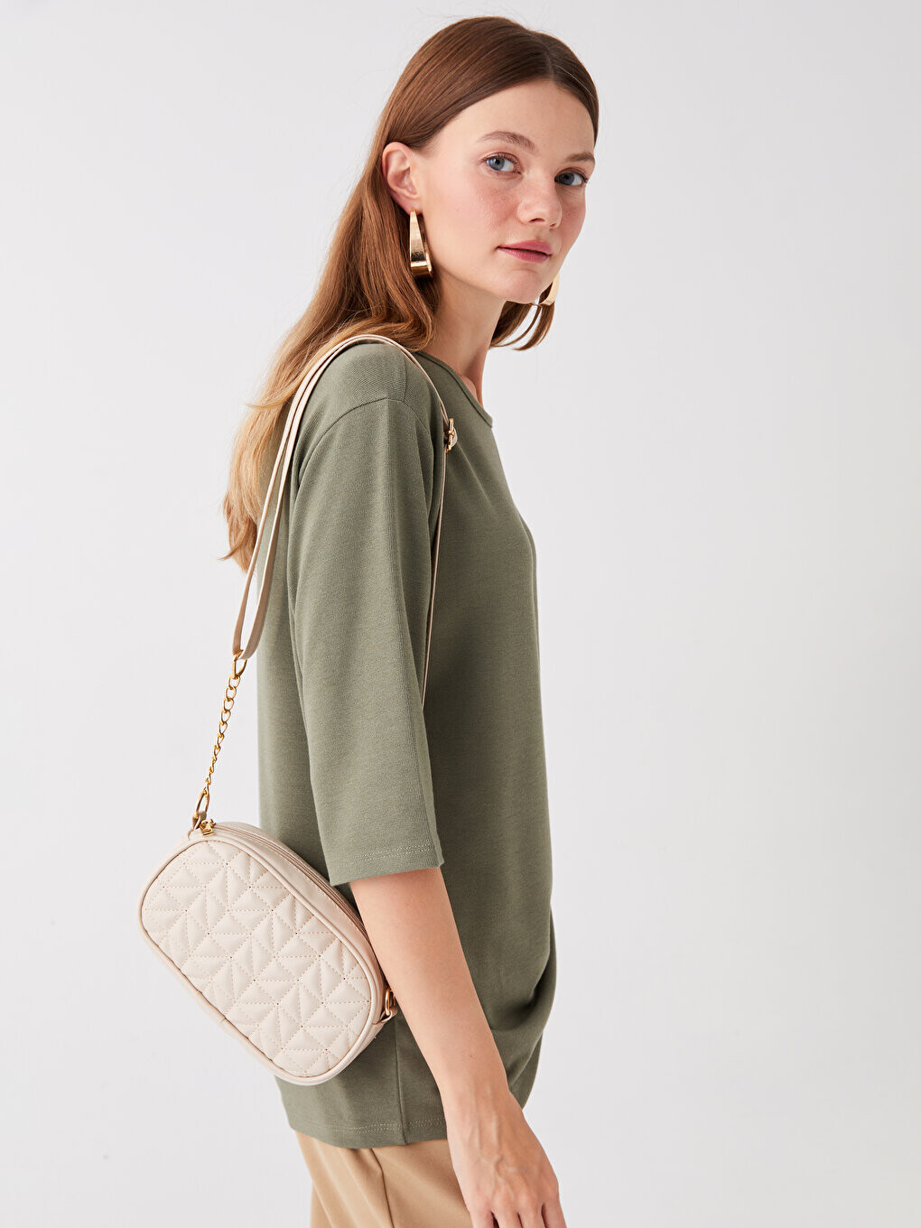

Женская сумка через плечо с кожаным узором под крокодила LCW ACCESSORIES, экрю