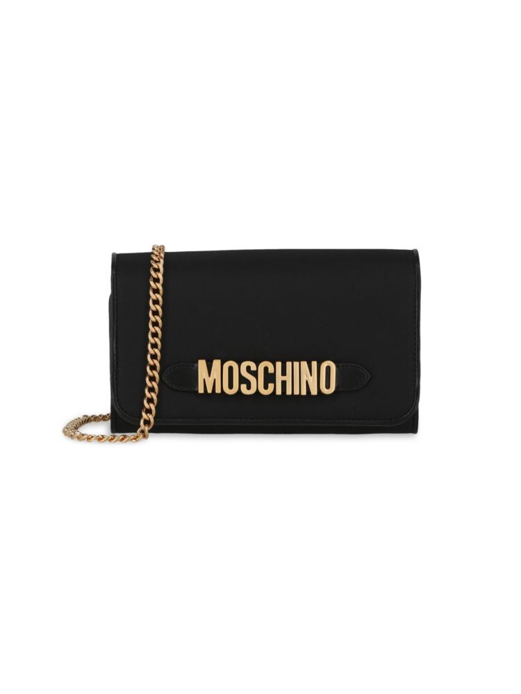 

Сумка через плечо с металлическим логотипом Moschino, черный