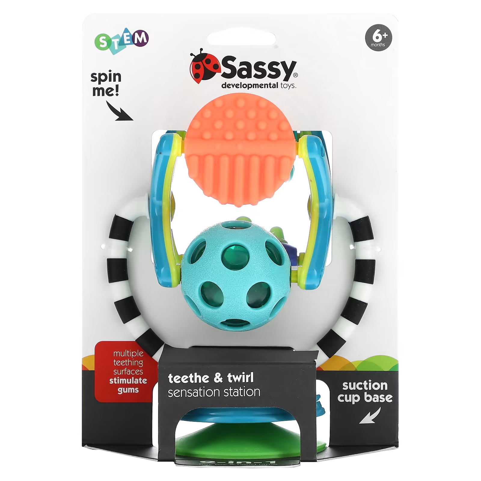Развивающие игрушки Sassy Станция Teeth & Twirl Sensation 6 месяцев+ 1 шт. мяч для ванны sassy discovery 6 месяцев 1 шт
