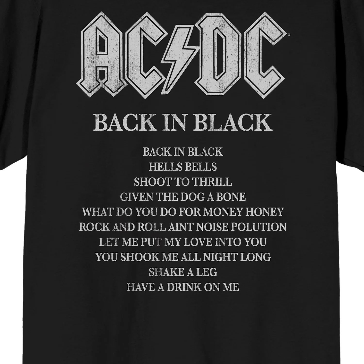 Мужская футболка AC/DC Back In Black Song List Licensed Character ac dc back in black dj pack cd