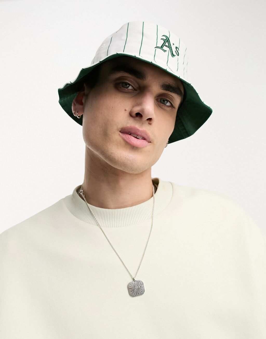 

Белая панама 47 Brand MLB Oakland Athletics с зелеными полосками