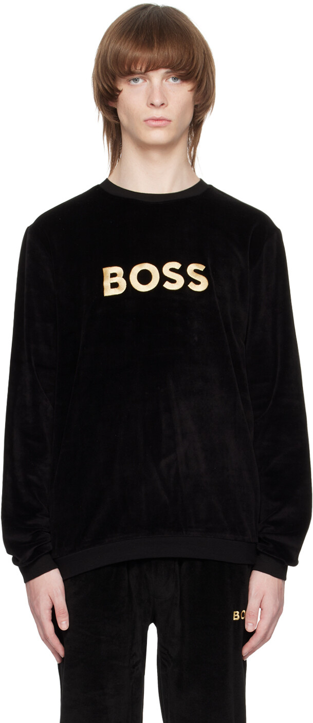 

Черный свитшот с вышивкой BOSS